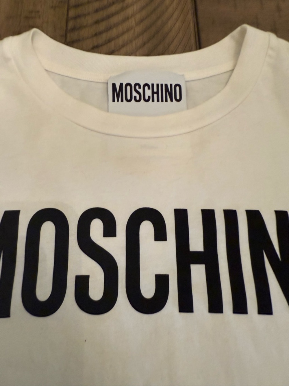 Moschino White Graphic Logo Tee with Black Print - Picture 2 of 10